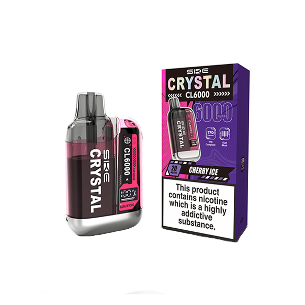 20mg SKE Crystal CL6000 Disposable Rechargeable Vape Kit 6000 Puffs